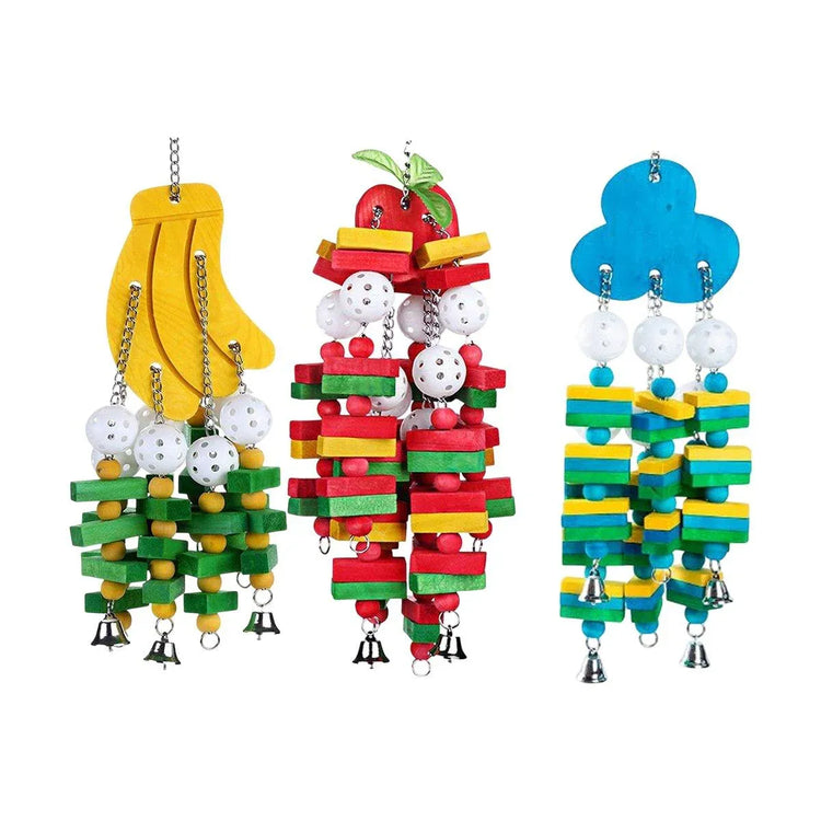 Wooden Parrot Chew Toy Bird Toys for Large and Small Birds Natural Pet Chew Toy - Blueberry