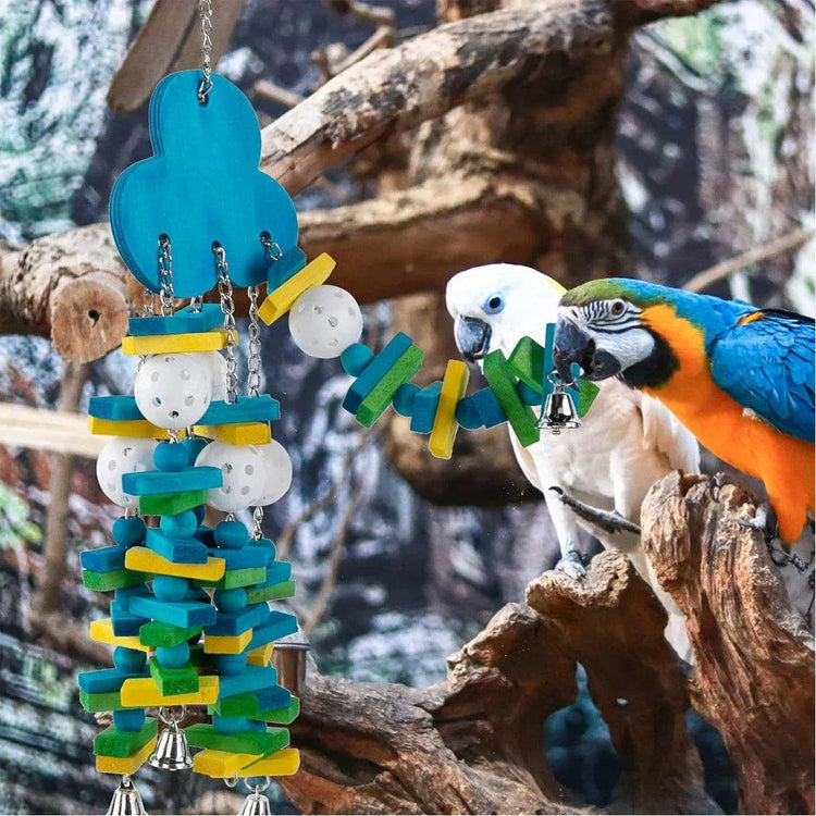 Wooden Parrot Chew Toy Bird Toys for Large and Small Birds Natural Pet Chew Toy - Blueberry