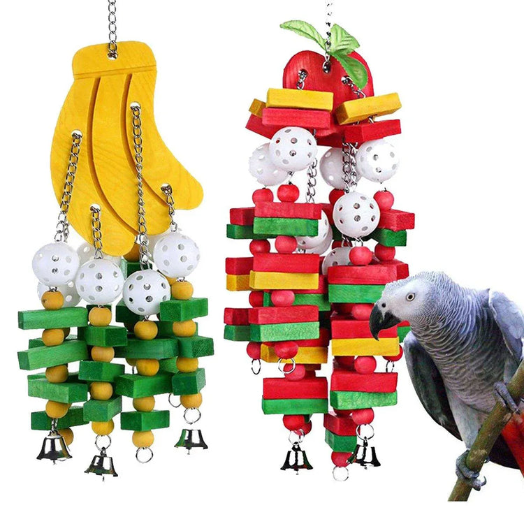 Wooden Parrot Chew Toy Bird Toys for Large and Small Birds Natural Pet Chew Toy - Blueberry