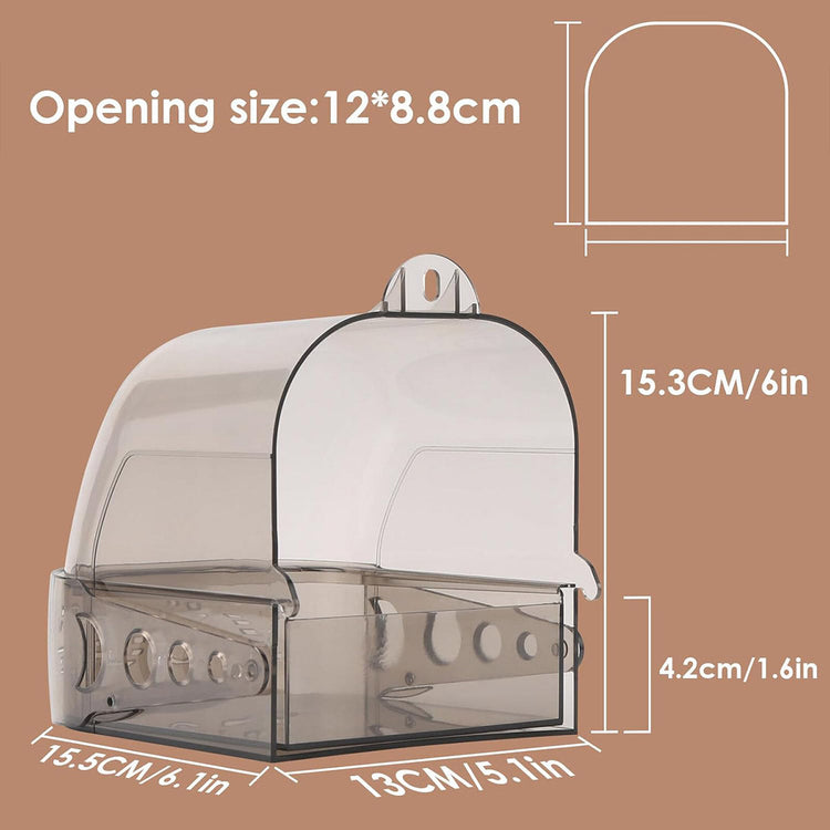 Parrot Bath Box Grey Bird Cage Accessory Bathroom Bird Bathtub for Small Birds