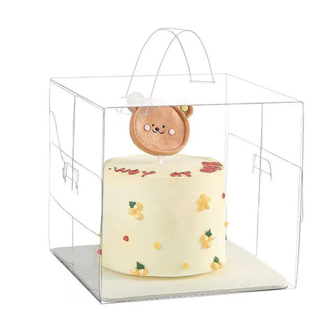 30x Transparent Disposable Cake Boxes with Handles Premium Quality Packagin - 30pcs-5inch-15*15*13cm