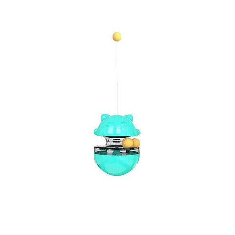 Cat Treat Dispenser Toy Ball Kitten Selfplay Interactive Tumbler Multifunction - Blue
