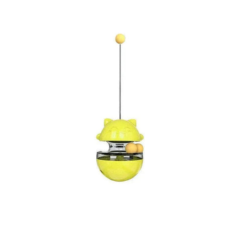 Cat Treat Dispenser Toy Ball Kitten Selfplay Interactive Tumbler Multifunction - Yellow