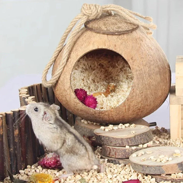 Lanyard Birdhouse Parrot Coconut Nest Bed Hanging Bird Cage for Small Birds - Stairs type