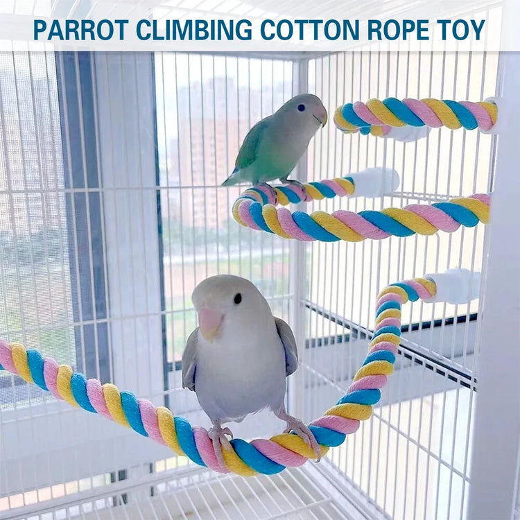 U Shaped Parrot Cotton Rope Climbing Toy Perch Stand for Bird Cage - 100cm