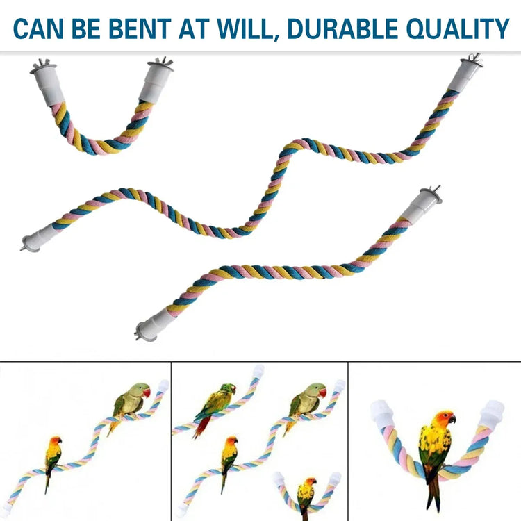 U Shaped Parrot Cotton Rope Climbing Toy Perch Stand for Bird Cage - 100cm