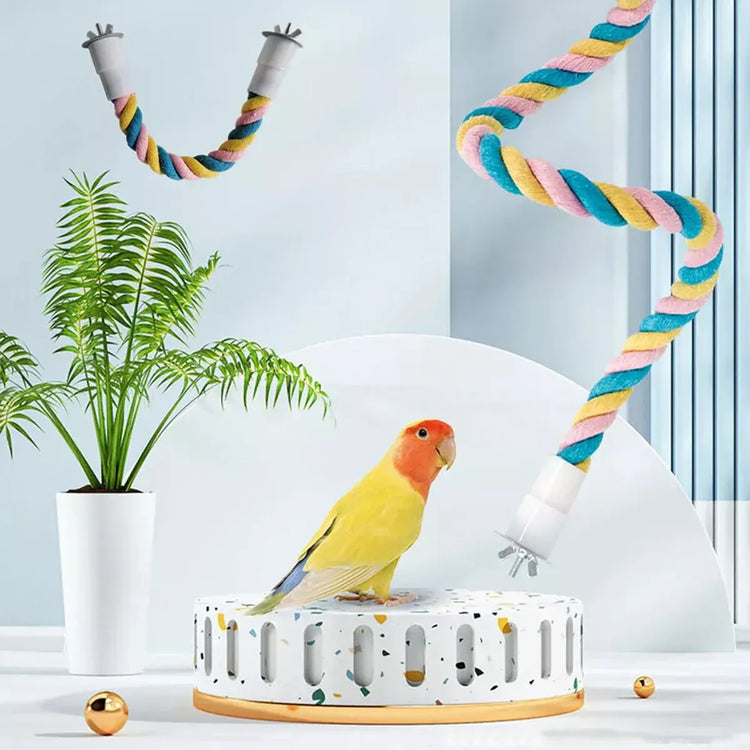 U Shaped Parrot Cotton Rope Climbing Toy Perch Stand for Bird Cage - 100cm