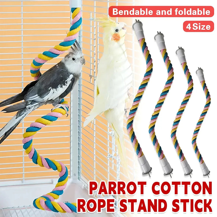 U Shaped Parrot Cotton Rope Climbing Toy Perch Stand for Bird Cage - 120cm