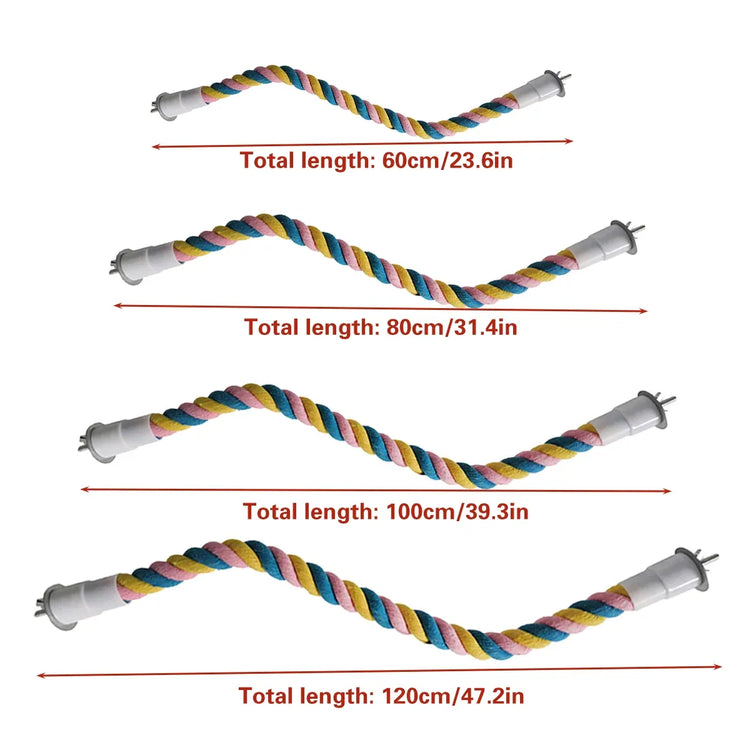 U Shaped Parrot Cotton Rope Climbing Toy Perch Stand for Bird Cage - 120cm
