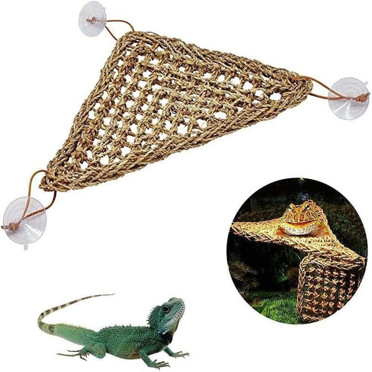 Comfortable and Natural Straw Reptile Bed Hammock for Basking and Relaxation - 32*32*42CM