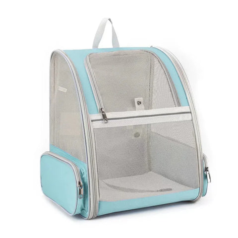 Large Foldable Breathable Portable Cat Dog Bag Outdoor Shoulder Pet Backpack - Blue