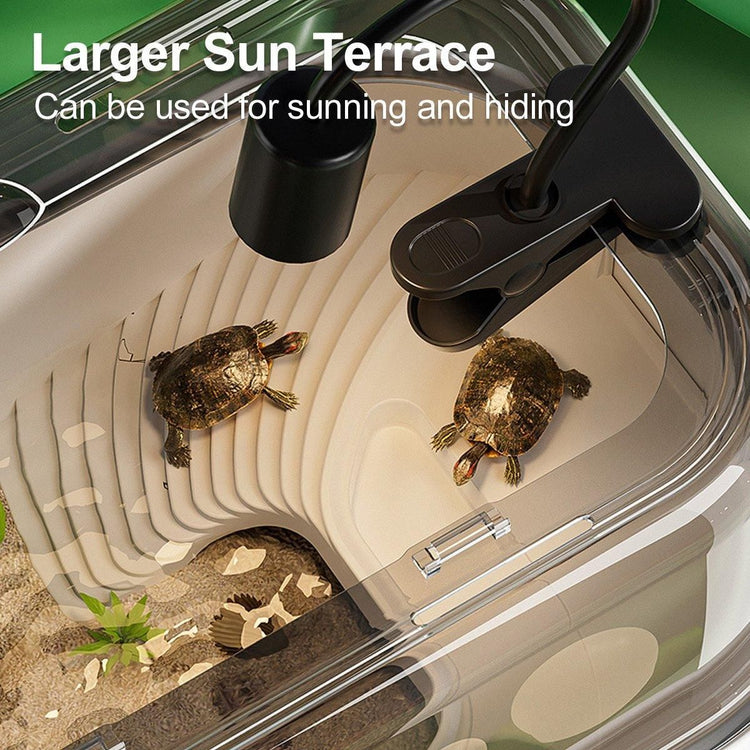 Turtle Tank Home Reptile Habitat Turtle Feeding Box Aquarium Portable Container - Grey