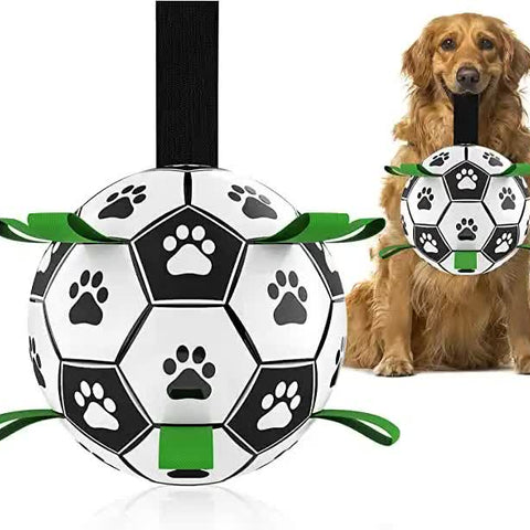 19*19cm Interactive Dog Toy Soccer Ball with Rope | Outdoor Fetch & Tug Play for Dogs | Training & Exercise Pet Toy