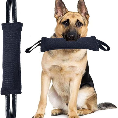 Black Durable 2-Pack Tug-of-War Dog Training Toy - Tear-Resistant, Safe & Interactive for All Breeds