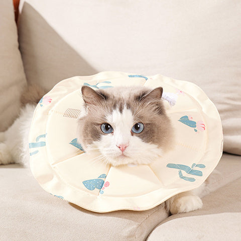2 Pcs Size L Beige Comfortable Pet Recovery Collar | Waterproof Anti-Lick Collar for Cats & Dogs