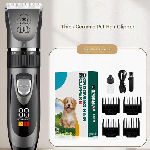 Professional Pet Grooming Hair Clipper Kit - Rechargeable, Low Noise, with Ceramic Blades & 5-Speed Adjustment(Gray)