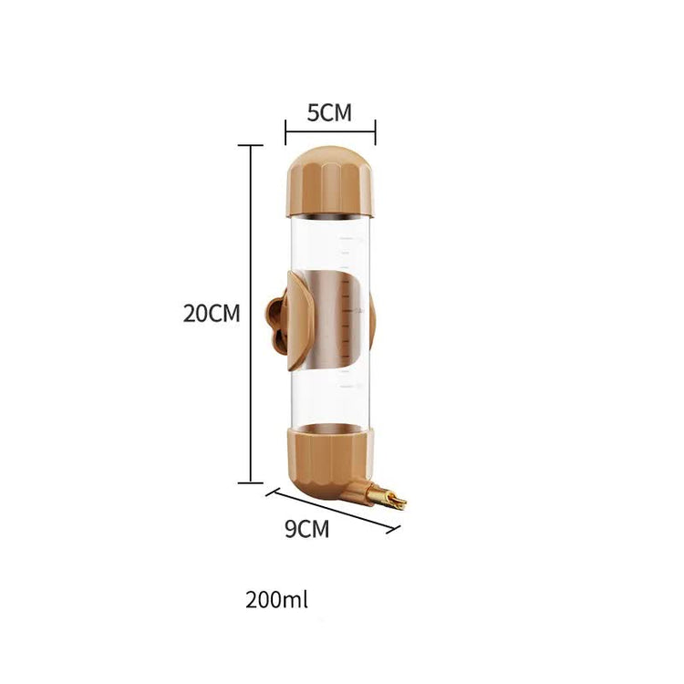 Brown Automatic Bird Water Feeder Bottle (200ml) - Leakproof No-Drip Dispenser for Parrots