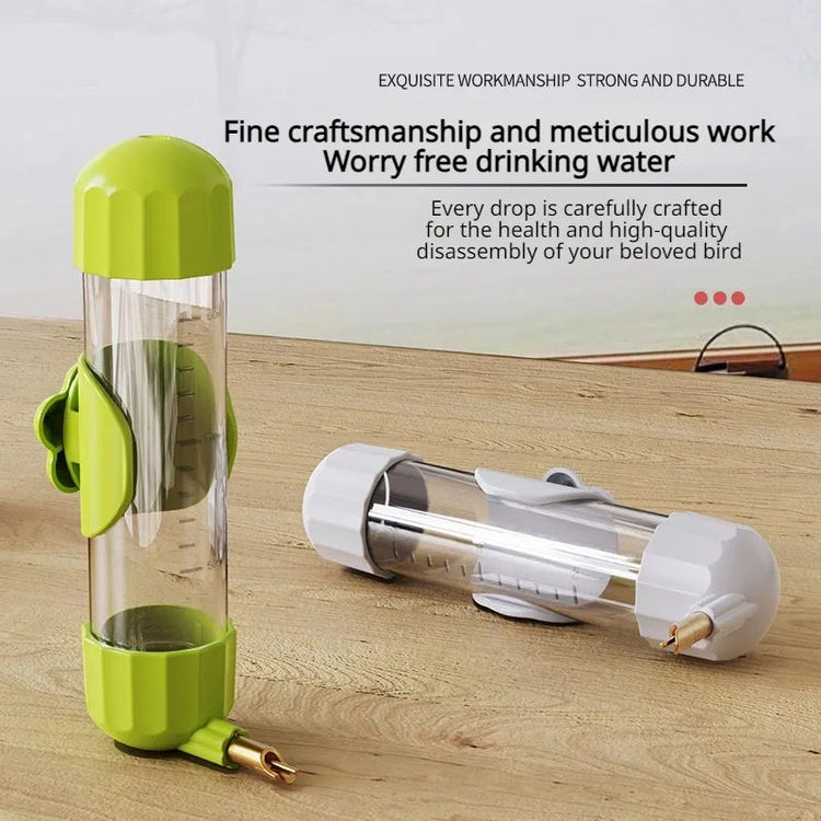 White Automatic Bird Water Feeder Bottle (200ml) - Leakproof No-Drip Dispenser for Parrots