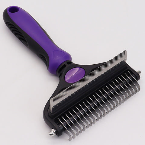 Purple Pet Grooming Comb – Fine Toothed Side for Hair Removal and Detangling, Ideal for Dogs with Long or Thick Coats in Australia