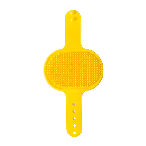 3-Pack Yellow Multi-Functional Adjustable Silicone TPR Pet Grooming Massage Brush - for De-Shedding, and Furniture Scratching