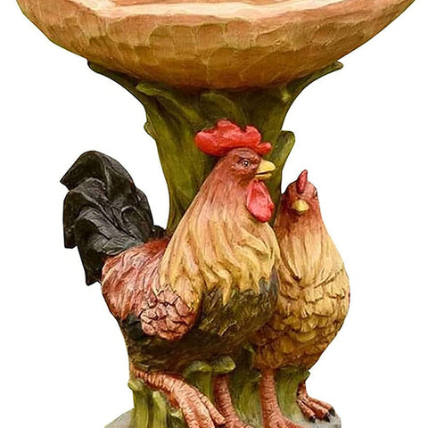 Rooster Resin Bird Feeder with Natural Stump Design for Garden and Outdoor Decor, Ideal for Attracting Birds and Enhancing Yard Aesthetics