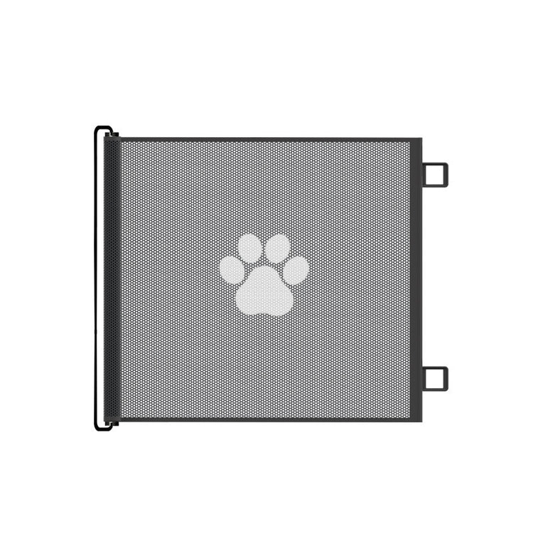 Retractable Pet Safety Gate 110x78cm Paw Print Mesh Dog Barrier No Drill Retracting Fence for Stairs and Doorways