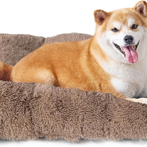 Luxury Long Plush Pet Bed Mat Faux Fur Crate Pad 125x85cm Brown XXXL Soft Warm Cushion for Giant Breeds