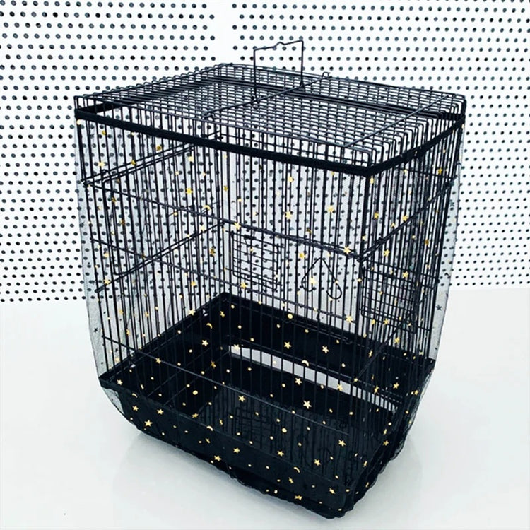 M Black Star【Height 20, Circumference 170】 Large Bird Cage Seed Catcher Net Cover - Adjustable Mesh Guard Splash-Proof Dust Cover for Indoor Outdoor Cages
