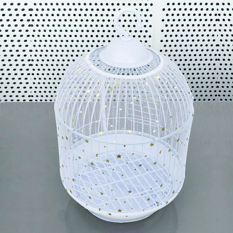 XXL White Star【Height 40, Circumference 220】 Large Bird Cage Seed Catcher Net Cover - Adjustable Mesh Guard Splash-Proof Dust Cover for Indoor Outdoor Cages