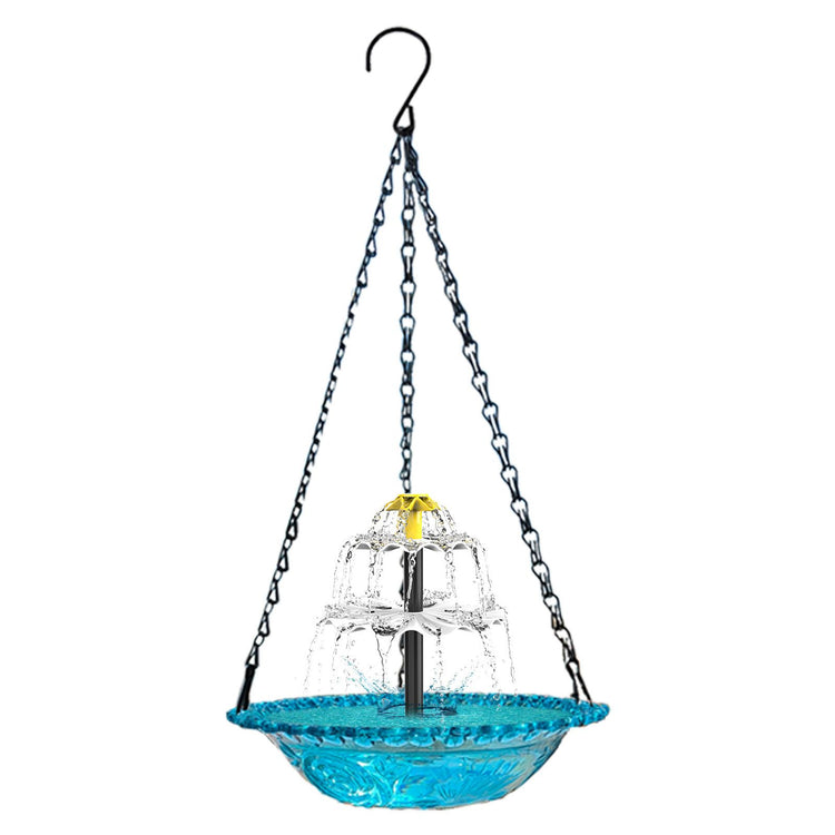 Pink Solar Hanging 3-Layer Cascade Bird Bath Fountain & Wildlife Feeder - 9.25"W Bird Bath Bowl with Solar Powered Pump for Outdoor Garden Backyard Patio Lawn