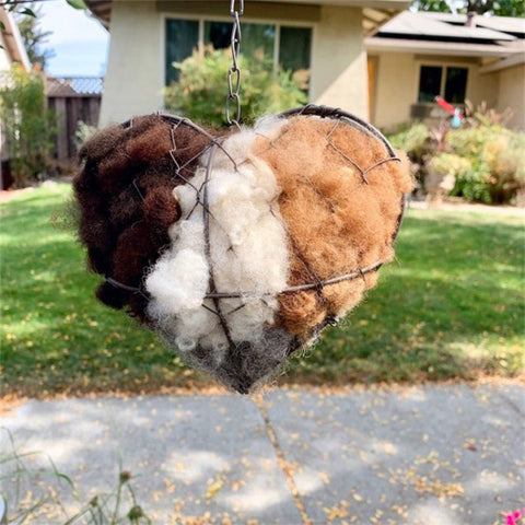 Bird Heart-Shaped Nest with Hanging Metal Frame - Outdoor Garden Decor & Wild Bird Support - Unique Yard Art for Backyard Sanctuaries and Nature Lover Gifts