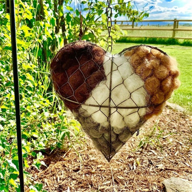 Bird Heart-Shaped Nest with Hanging Metal Frame - Outdoor Garden Decor & Wild Bird Support - Unique Yard Art for Backyard Sanctuaries and Nature Lover Gifts