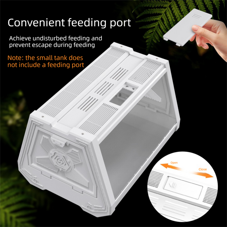 White Desktop Reptile Terrarium Enclosure 27x19x19cm with Double Door Opening and Ventilation for Small Reptiles, Amphibians and Plants