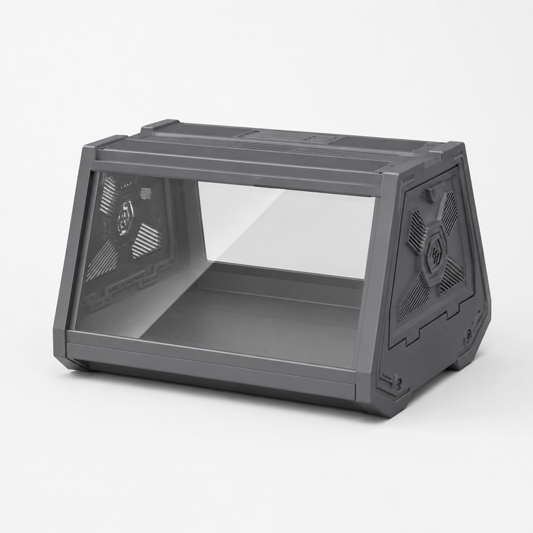 Grey Desktop Reptile Terrarium Enclosure 35X25.5X22cm with Double Door Opening and Ventilation for Small Reptiles, Amphibians and Plants