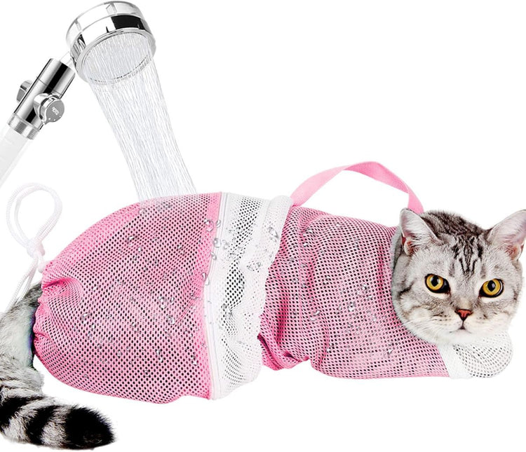 1 Pcs Cat Bathing Bag - Adjustable Cat Washing Net Anti-bite & Anti-Scratch Cat Shower Restraint Bag, Breathable Mesh Cat Grooming Bag for Bath, Nail Trimming & Injection | Secure Restraint for Safer Grooming and Bathing, Reducing Stress and Helping Preve