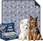 1 Pack Washable Pee Pads for Dogs, Waterproof, Gray | Super Absorbent, Waterproof and Non-Slip; Washable, Reusable Dog Pads for Crates, Playpens, Floors, Furniture and Travel - Gray - Size 65" x 48"
