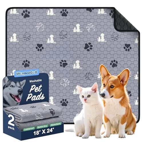 1 Pack Washable Pee Pads for Dogs, Waterproof, Gray | Super Absorbent, Waterproof and Non-Slip; Washable, Reusable Dog Pads for Crates, Playpens, Floors, Furniture and Travel - Gray - Size 72"x72"