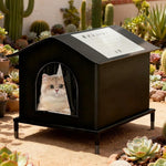 1 Pack Waterproof Insulated Outdoor Cat House for Homeless Cats and Small Animals, 42 x 42 x 42cm, Black