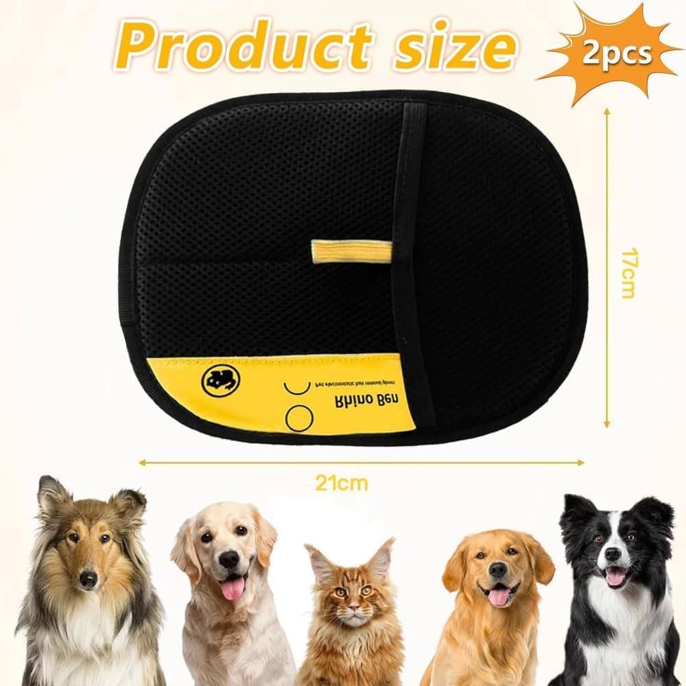 2-Pack Pet Fur Removal Glove, Double-Sided Reusable Static Hair Remover, Compatible with Cats and Dogs