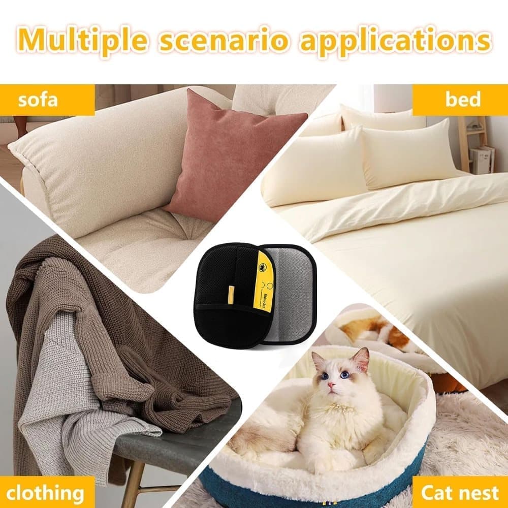 2-Pack Pet Fur Removal Glove, Double-Sided Reusable Static Hair Remover, Compatible with Cats and Dogs