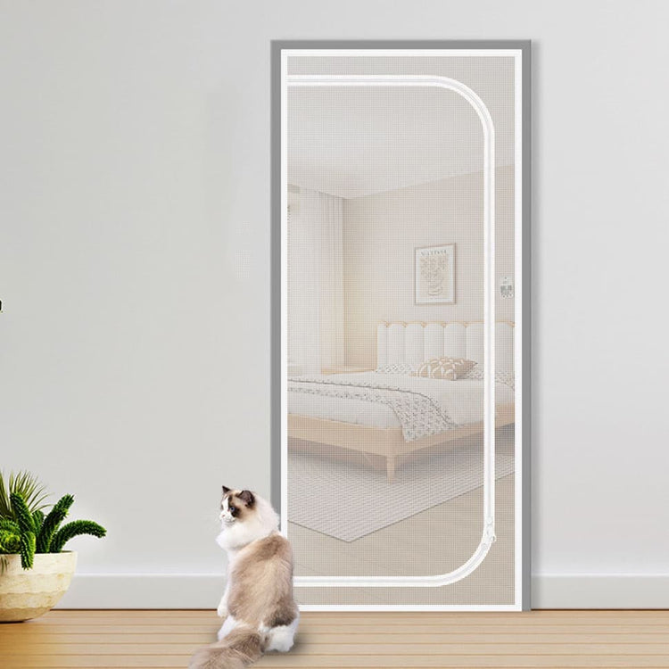 Reinforced cat door protection durable breathable insect-repellent mesh scratch-resistant pet safe, 90x200cm, White