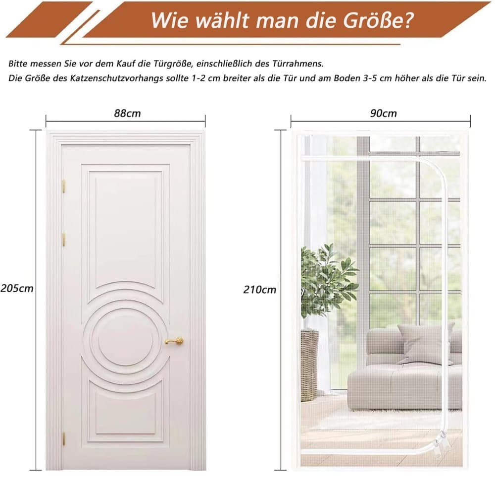 Reinforced cat door protection durable breathable insect-repellent mesh scratch-resistant pet safe, 90x200cm, White