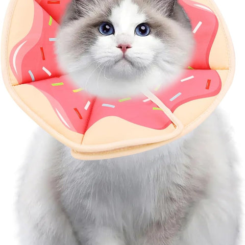 1 Adjustable Protective Collar for Cats and Dogs with Velcro, Compatible with Cats, M, Pink