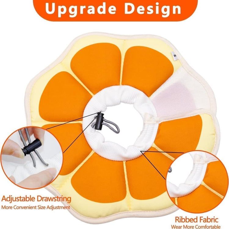 1 Adjustable Protective Collar for Cats and Dogs with Velcro, Compatible with Cats, M, Orange