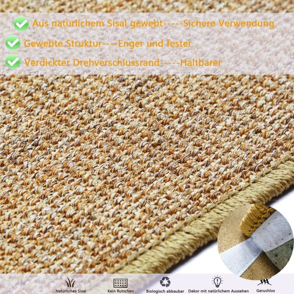 Natural Jute Cat Scratching Mat, Durable Floor Mat and Sustainable Cat Furniture, 40x60cm