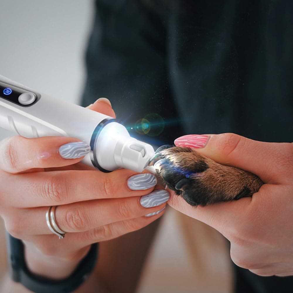 Electric Nail Clippers for Dogs and Cats with LED Light, Low Noise Pet Nail Trimmer, Compatible with All Breeds, SZ1