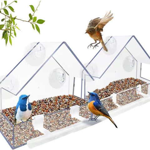 Window Bird Feeder - 2 Pieces Hanging Birdhouse - bird feeder - Transparent with Suction Cup - Transparent Window Feeder - Transparent - outdoor birdhouse