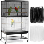 Birdcage Mesh Cover - Universal Birdcage Cover - Birdcage Splash Guard - Seed Catcher - Dust Cover for Birdcage - Birdcage Cover Skirt - Dustproof Mesh Cover - Dust Cover - Net - Birdcage Accessories - 40*150-220 cm - Black and White
