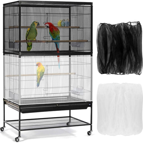 Birdcage Mesh Cover - Universal Birdcage Cover - Birdcage Splash Guard - Seed Catcher - Dust Cover for Birdcage - Birdcage Cover Skirt - Dustproof Mesh Cover - Dust Cover - Net - Birdcage Accessories - 40*150-220 cm - Black and White
