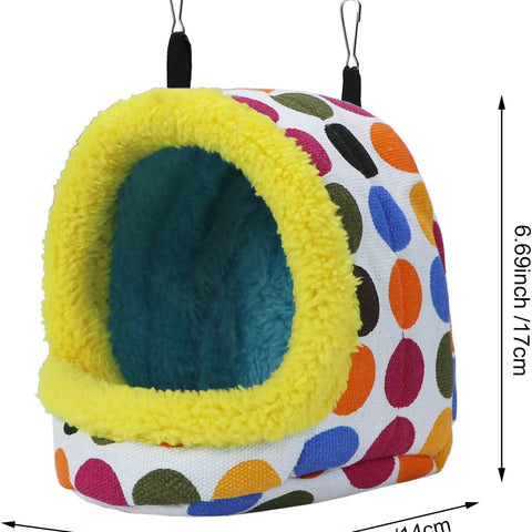 Bird Hanging Hammock Winter Warm Parrot Nest House Bed Plush Snuggle Pet Cave Hammock Toy for Conure Lovebird Budgie Parakeet Cockatiel Cage Accessory (Medium)